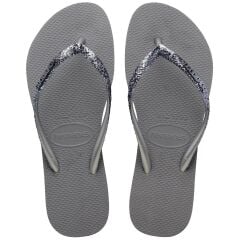 Slim Püsküllü Glitter Steel Grey Kadın Terlik