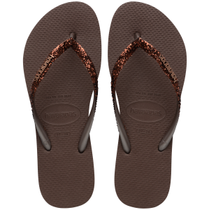 Slim Glitter Kahverengi Kadın Terlik