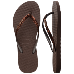 Slim Glitter Kahverengi Kadın Terlik