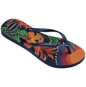 Slim Tropical Lacivert Kadın Terlik